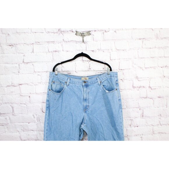 LL Bean Double L Jeans Classic Fit Straight Leg Faded Denim Size 40x32 - Picture 2 of 10